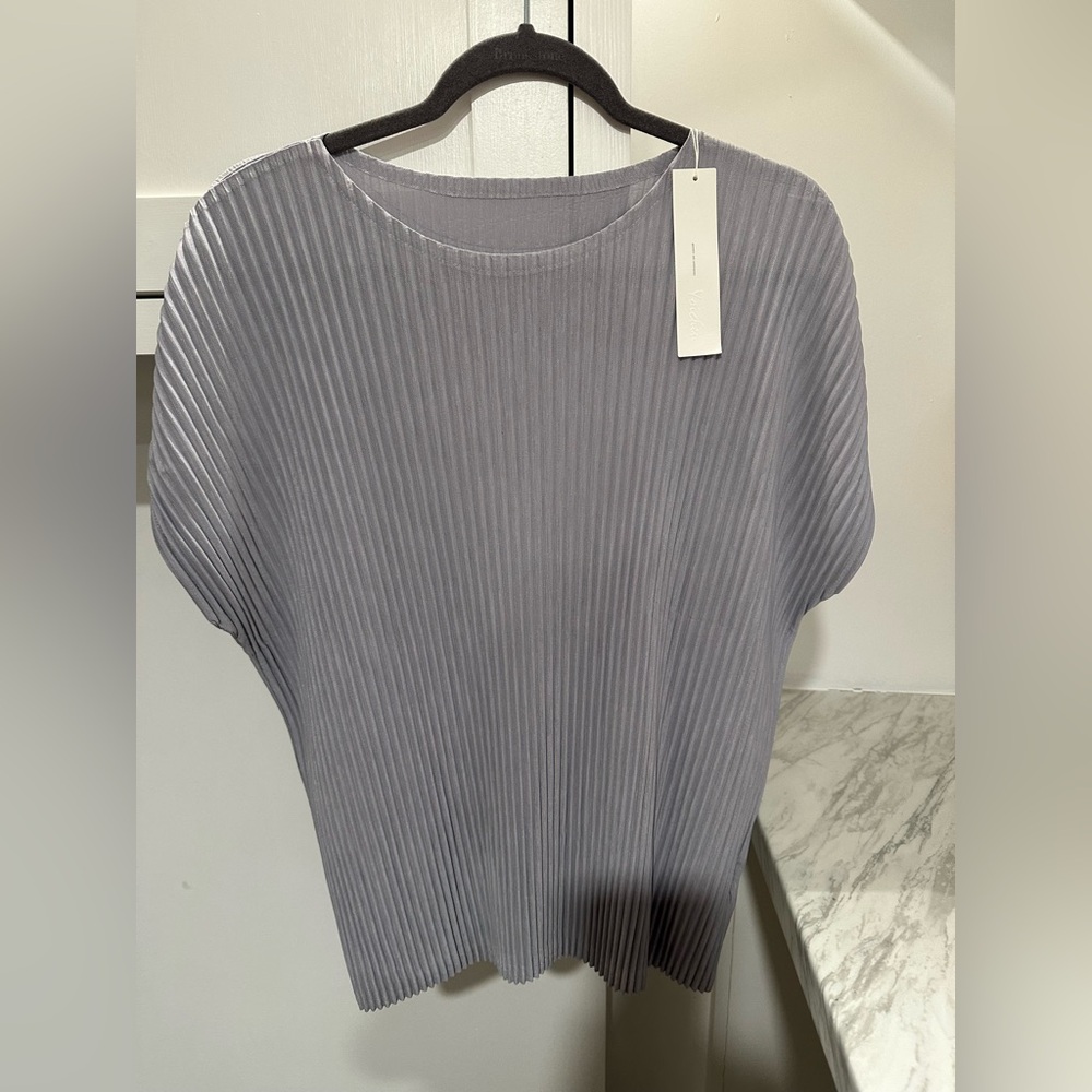 Gray Pleated Top
